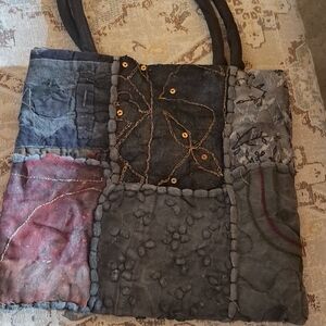 Bohemian Patchwork Mini Tote in Gray & Multicolor